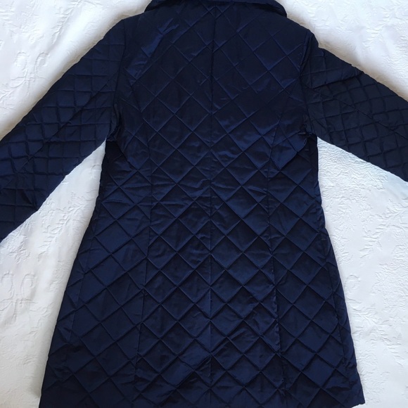 T Tahari Navy Quilted Coat Sz Medium - Picture 4 of 6